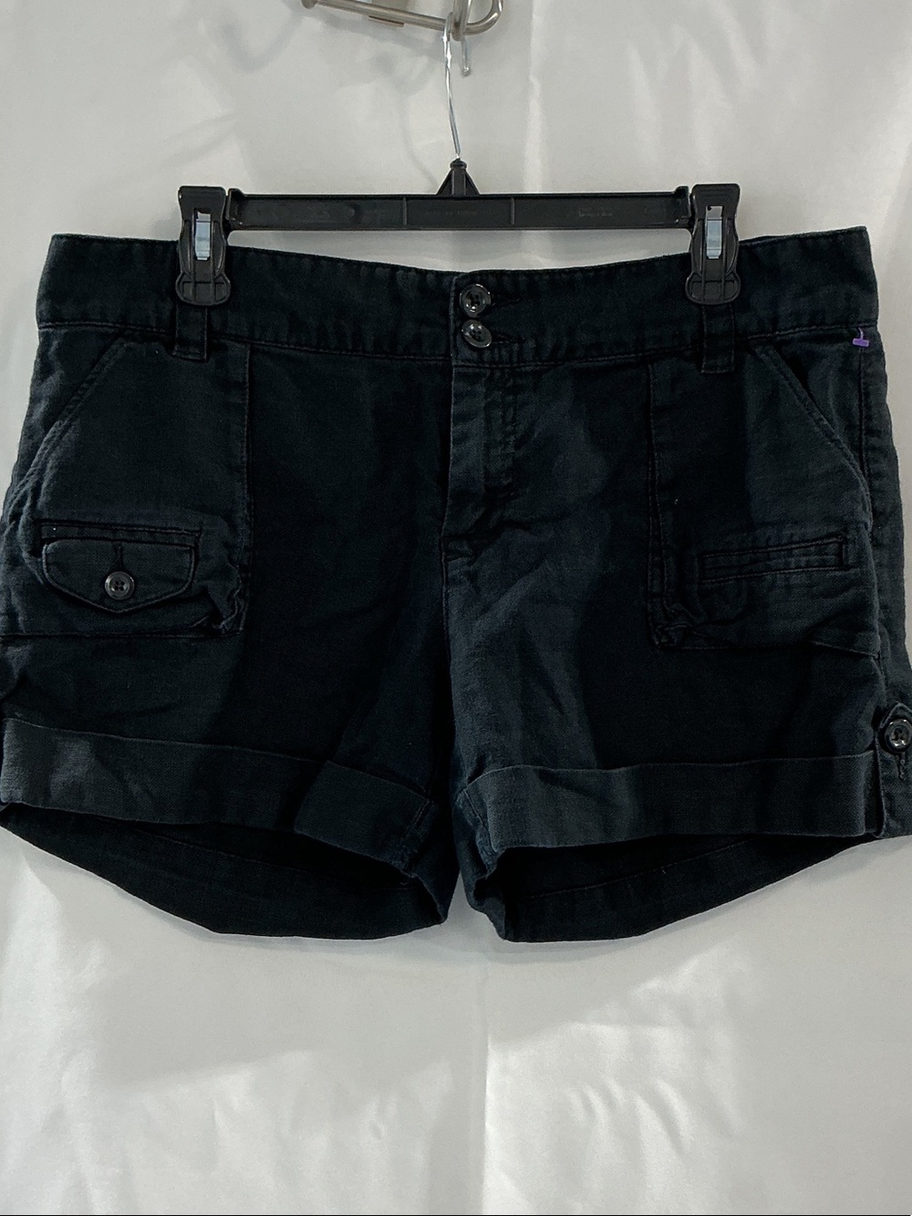Old Navy Black Cargo Cuffed Shorts - Double Button Front